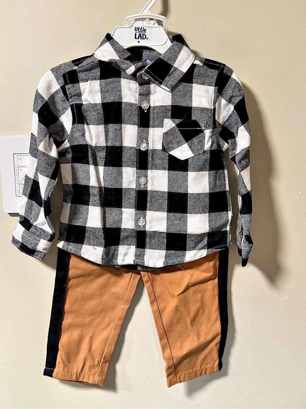 Little Lad Baby 12M Checkered Matching Set Like New